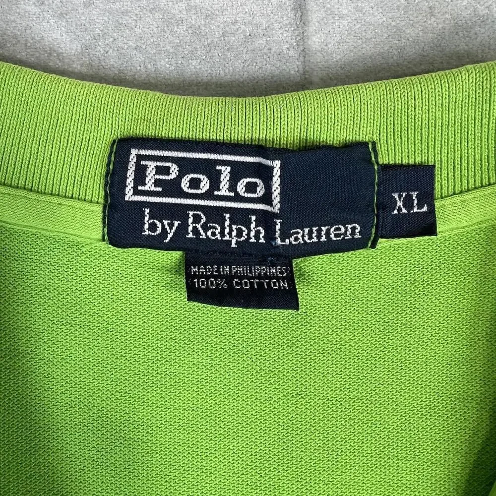 Vintage Polo Ralph Lauren Polo Shirt Mens XL Green Pink Pony Short Sleeve 90s